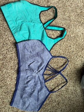 Teal and Heathered Blue Seamless Sports Bras - Set of 2
